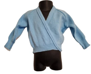 GIRLS BALLET DANCE CROSSOVER CARDIGAN HEIGHT 38" LIGHT BLUE - Picture 1 of 2