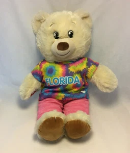 Build A Bear Tan Teddy Bear w/ Tie Dye Florida Shirt Plush - Stuffed Animal 14" - Picture 1 of 5