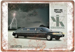 Vintage 1998 Krystal Koach Lincoln Limousine Auto Ad Retro Look Metal Sign A4624 - Picture 1 of 2