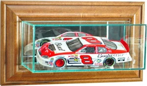 Car Display Case Walnut Glass Wall Diecast Nascar 1/24 Scale Collection Cabinet - Picture 1 of 5