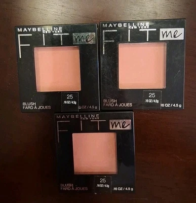 (3) Maybelline Fit Me Blush Sealed 0.16 oz Each 25 Pink Rose *New - Image 1 of 3