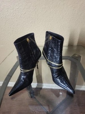 Botines Alexandra Neel de piel de serpiente negros, Italia, talla 5,5/36. Foto 1 de 4