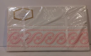 Vintage NOS Cotton Wamsutta Supercale Sheet Set Double 108"x81" Pink Swirl - Picture 1 of 10