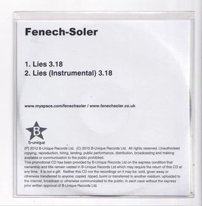 (LR539) Fenech-Soler, Lies - 2 tracks - 2010 DJ CD - Imagen 1 de 2