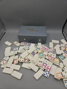 1994 Dominoes 91 Domino Pieces Double 12 Color Dots by Cardinal Case & Box - Picture 1 of 4