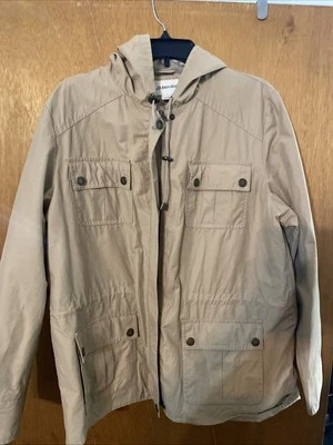 St. Johns Bay 大号卡其色连帽雨衣女式拉链轻便 — 第 1/4 张图片