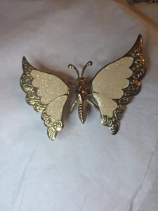 Broche broche mariposa vintage grande esmalte brilla dorado movimiento - Imagen 1 de 5