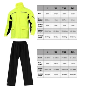 Motorcycle Rain Suit Two-Piece Waterproof Gear Reflective Rain Jacket Pants - UK - Picture 1 of 36