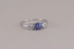 Anillo de plata esterlina solitario azul y circonita cúbica blanca YGI 925 talla: 11 - Imagen 1 de 7