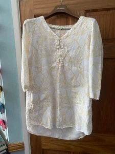 White Stuff 100% Linen Tunic Shirt Dress white + yellow print Size 16 NWOTS - Picture 1 of 4