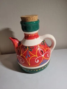 Teekanne handbemalt Made Spain bunt rot grün weiß signiert Poyeton Krug - Bild 1 von 8