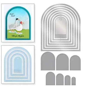 7 troqueles de corte meta de lujo en forma de arco artesanal de hasta 14,2 cms x 11 cm NUEVO - Imagen 1 de 3