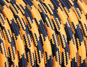 Textilkabel Rund Muster Schwarz-Orange, 3x0,75 H03VV-F - 50m - Bild 1 von 3