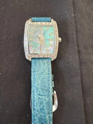 RELOJ CROTON CAJA DIAMANTE ACERO INOXIDABLE CUARTO CORREA COCODRILO Foto 1 de 4