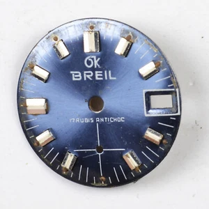 BREIL OK 17 Jewels Quadrante Blu per Orologio Vintage 18,9 mm Watch Dial - Picture 1 of 2
