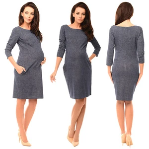 Purpless Maternity Denim Look Pregnancy Tulip Dress Top Tunic with Pockets 6100 - Picture 1 of 5