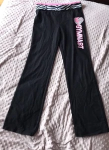 Justice Girls Black Pink White Gymnast Sweatpants Sz 12R Nwot Cotton Spandex - Picture 1 of 5