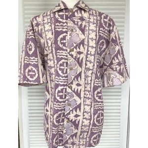 Batik Bay Mens Shirt Medium Short Sleeve Surf Hawaiian Camp button Purple White - Picture 1 of 12