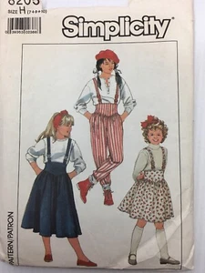 Pantalones falda tirantes Simplicity 8205 de colección patrón de costura niñas talla 7 8 10 1987 - Imagen 1 de 11