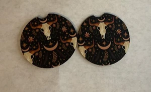 Bull Skull Rubber Car Coasters/Set Of 2 - Bild 1 von 1