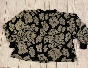 VTG Bonnie 80s Mod Gold Metallic Leaf Pullover Sweater L Long Sleeve Acrylic USA - Picture 1 of 10