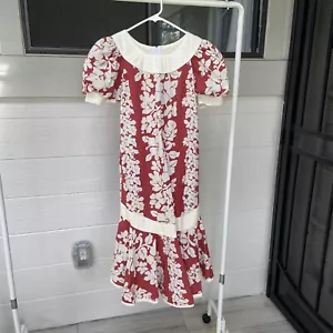 Vintage Shannon Marie Muumuu Hawaiian Dress Womens XSmall XS Floral Red White - Picture 1 of 11