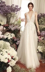 Dany Tabet Nori Brand New Wedding Dress with Bayou Removable Organza Sleeves - Picture 1 of 6