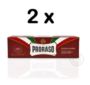 PRORASO Shaving Cream Tube Red/Coarse Hair Sandalwood & Shea 150ml 2XPACK DOUBLE - Picture 1 of 4
