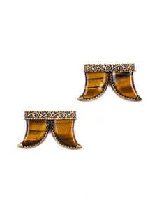 Oro Antico Occhio di Tigre Gemma Gemelli Handmade Gemelli Uomo 'Accessori - Picture 1 of 6