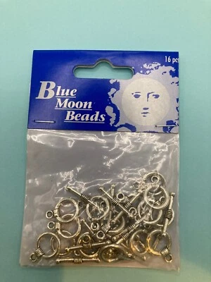 Nuevo en Paquete Cuentas Luna Azul Cierres de palanca antiguos enchapados en plata, 16 Pares Foto 1 de 3