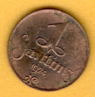Latvia Copper 1  Santims 1924 Lettland Baltic 1745