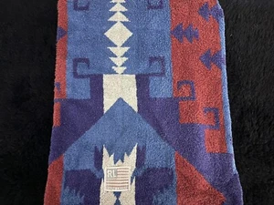 Toalla de baño Ralph Lauren Polo años 90 vintage azul azteca suroeste - Imagen 1 de 6