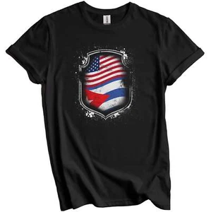 Cuban American Shirt Flags Of Cuba and America T-Shirt - Picture 1 of 5