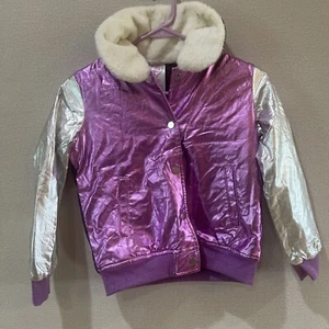 Girls Jacket 365 Kids Size 7Pink/Silver Letterman Style - Picture 1 of 11