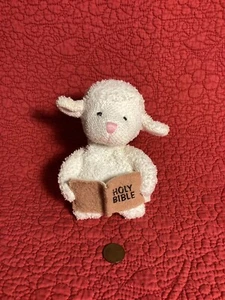 Russ 5 Zoll Creme Frottee Lamm mit Bibel Plüsch Stofftier Sitzsack - Bild 1 von 6