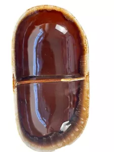 Pottery Dark Brown Glazed Divided Serving Dish 11 1/2” Drip Glaze - Picture 1 of 7