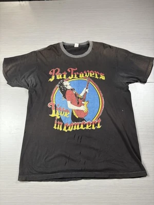 Camisa De Colección Pat Travers Para Hombres Extra Grande Negra Live In Concert Banda Camiseta Años 80 Foto 1 de 4