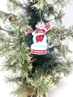 NCAA Wisconsin Badgers LED Snowman Ornament - Image 1 of 2