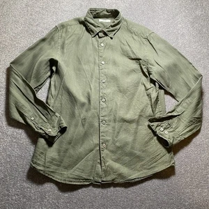 UNIQLO Green Linen Blend Long Sleeve Shirt Men's Size M - Picture 1 of 9