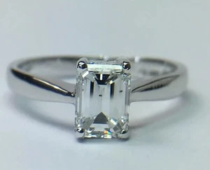 Anillo de boda de diamantes cultivados en laboratorio con certificación IGI 950 corte esmeralda de 1,50 quilates - Imagen 1 de 13