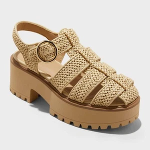 Women's Elide Raffia Fisherman Platform Heels with Memory Foam Insole - Wild - Picture 1 of 34