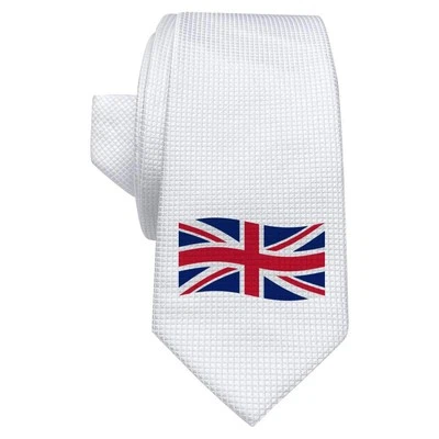 'Waving British Union Jack Flag' White Tie / Necktie with Gift Box (AT00016801) - Image 1 of 4