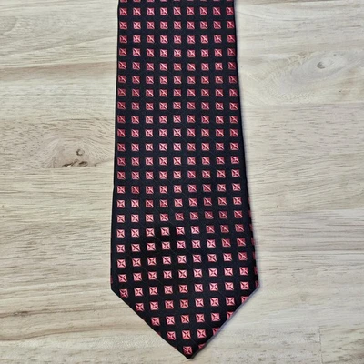 Corbata para hombre Sean John negra roja clásica longitud estampada seda Foto 1 de 4