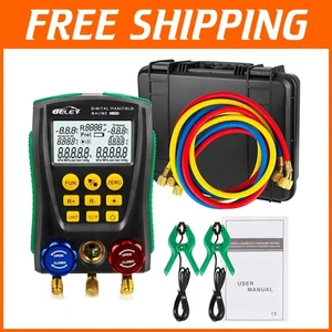High-Precision HVAC Gauge Set: Dual Measurement, 93 Refrigerant Compatibility - Picture 1 of 11