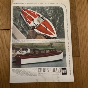 1937 Vintage Color Print Ad Chris-Craft Boats 10 X 14” Advertisement - Picture 1 of 14