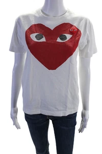 Play Comme Des Garcons Boys Cotton Short Sleeve Round Neck T-Shirt White Size S - Picture 1 of 6