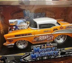 RARE MUSCLE MACHINES 1957 CHEVY BEL AIR 1/24 DIECAST CAR “Ramblin Rat” NEW! - Picture 1 of 11