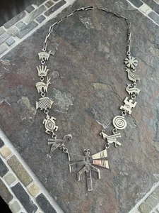 Navajo Herman Vandever Mimbres Stil Symbol Halskette Sterlingsilber - Bild 1 von 9