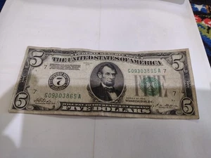 1928-$5 FEDERAL RESERVE NOTE  Circulated Look At Pictures  - Picture 1 of 12