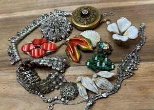 Strass Ernte Aufarbeitung Reparatur Mehrzweck Schmuck Konvolut weiß Trifari #10 - Bild 1 von 6